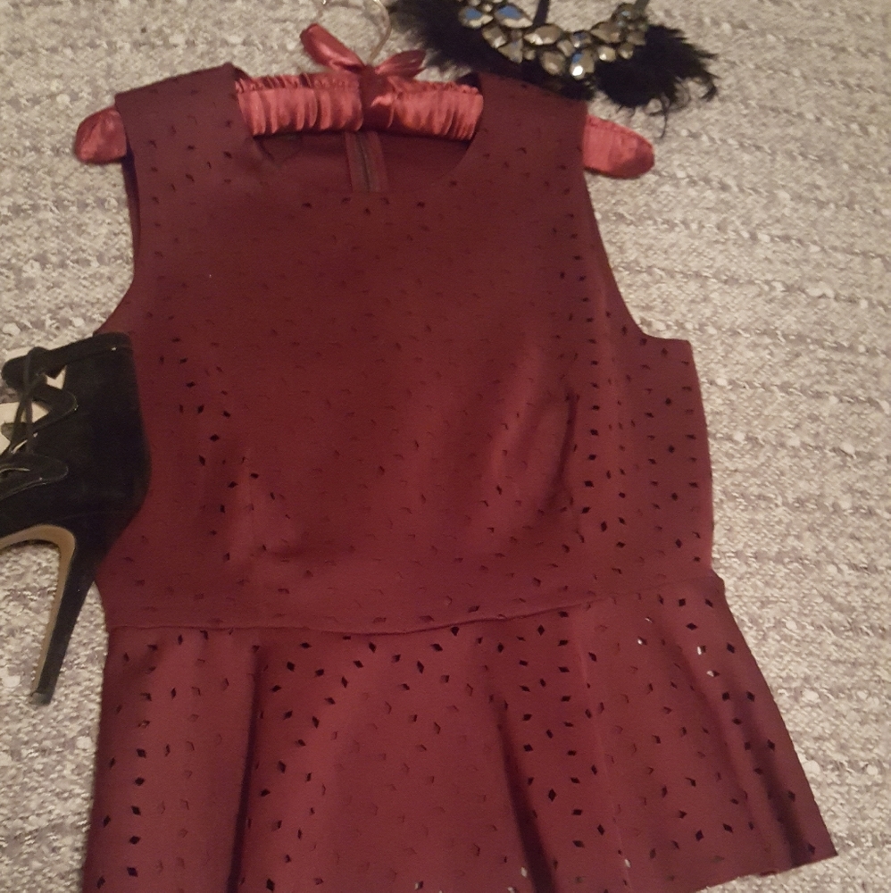 Metaphor Maroon Peplum Top